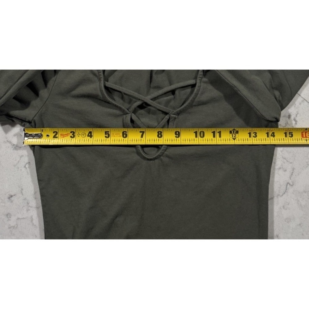 Hollister Bodysuit Womens Medium Green Long Sleeve Crisscross V-Neck Stretch - Picture 5 of 8